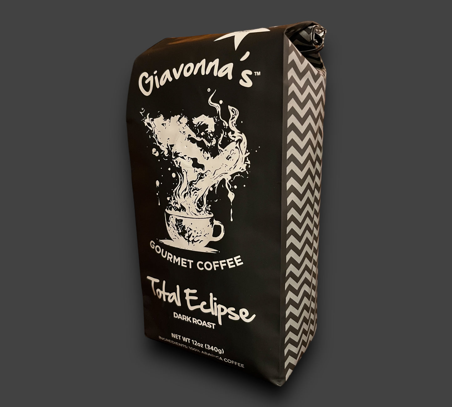 Total Eclipse Dark Roast 12 oz. ground coffee infused (NFZD) with 528Hz