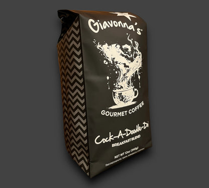 Cock-A-Doodle-Do Breakfast Blend 12 oz. ground coffee infused (NFZD) with 528Hz